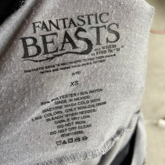 Fantastic Beasts Womens Juniors Tee XS Muggle Worthy Baseball Raglan Gray Black - Picture 8 of 9